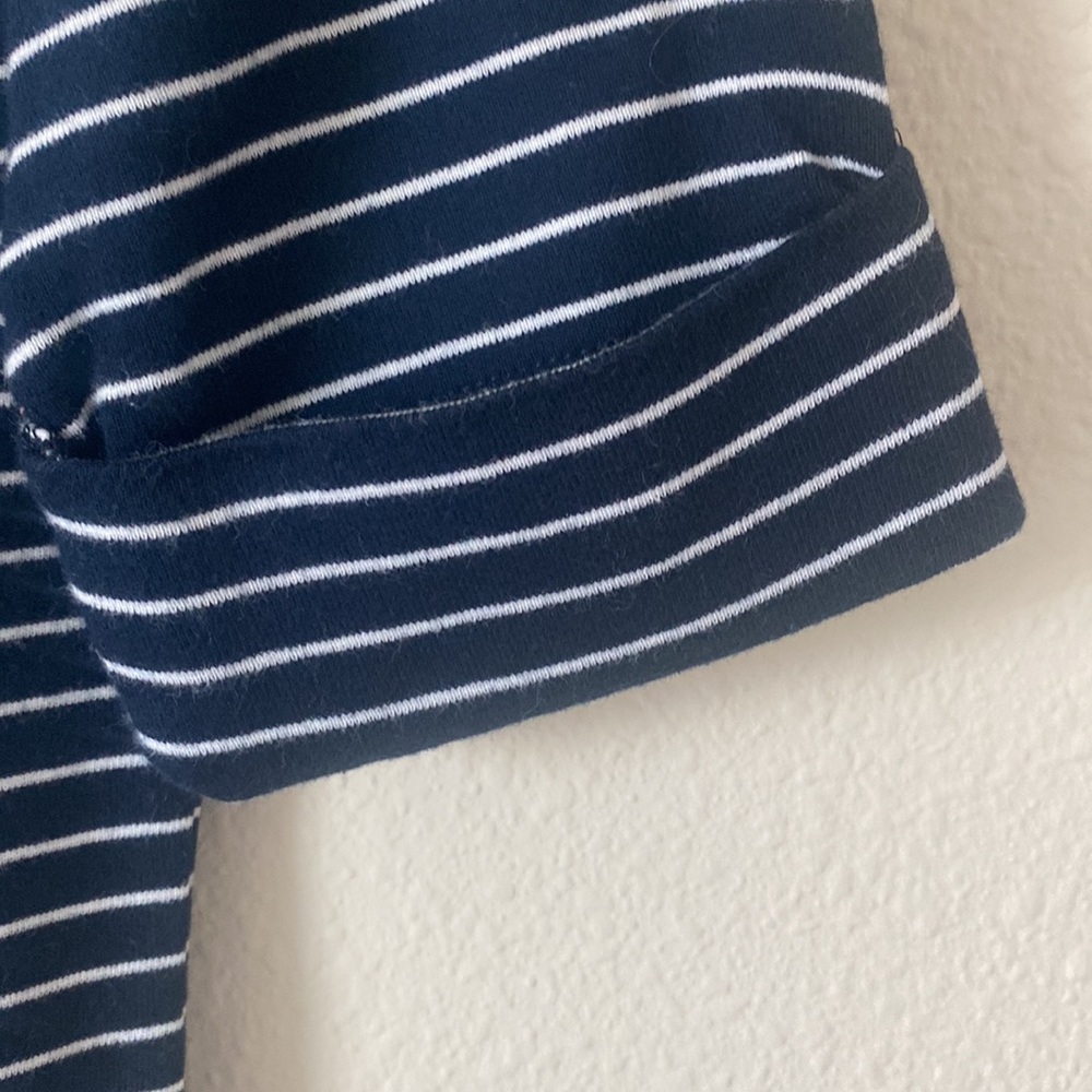 Lauren by Ralph Lauren Women’s Short Sleeve Navy&White Pinstripe Top Size Medium - Picture 4 of 6